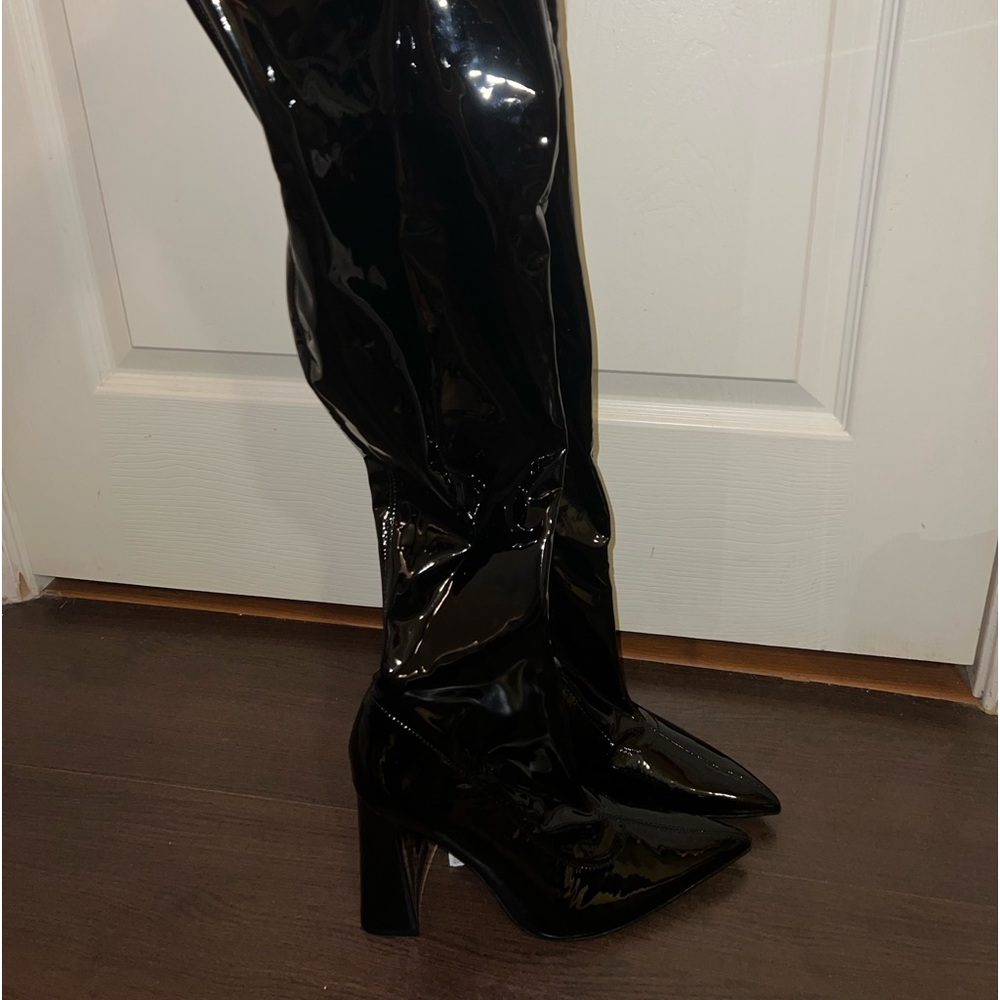 Zara Latex Leather Boots
